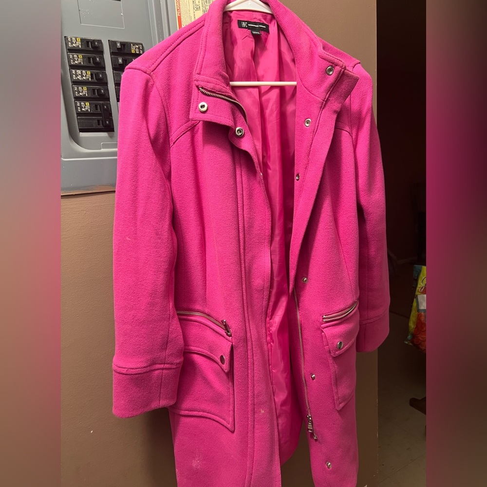 INC International Concepts Vibrant Pink Trench Coat